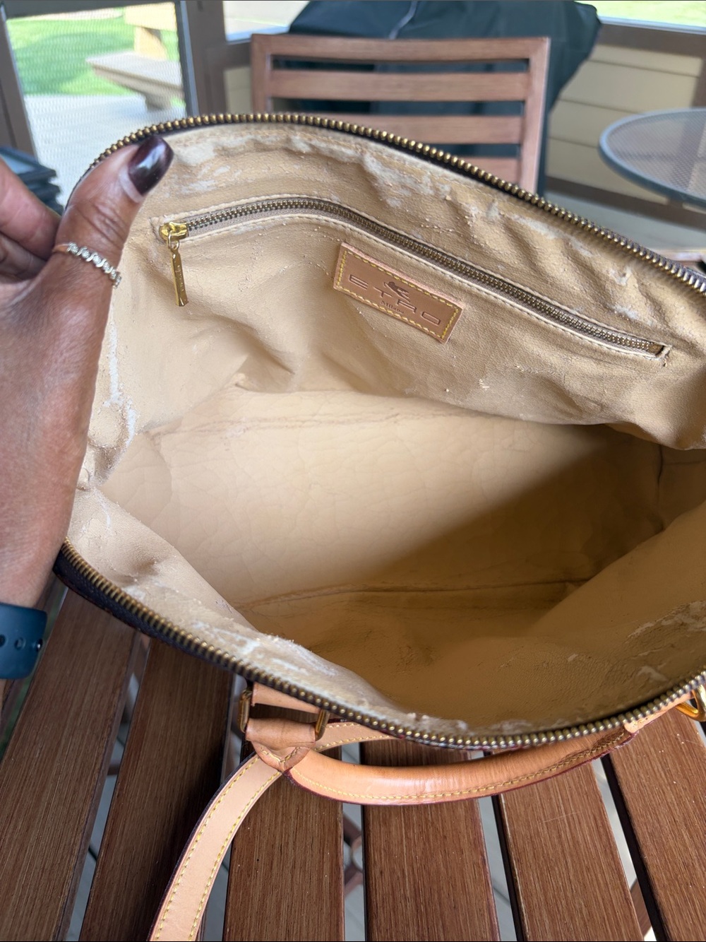 Beautiful Etro Paisley Dome Satchel with Tan Trim - Picture 10 of 10